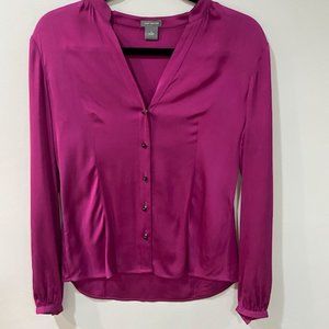 Silk Pink Ann Taylor Blouse Button Down sz 6